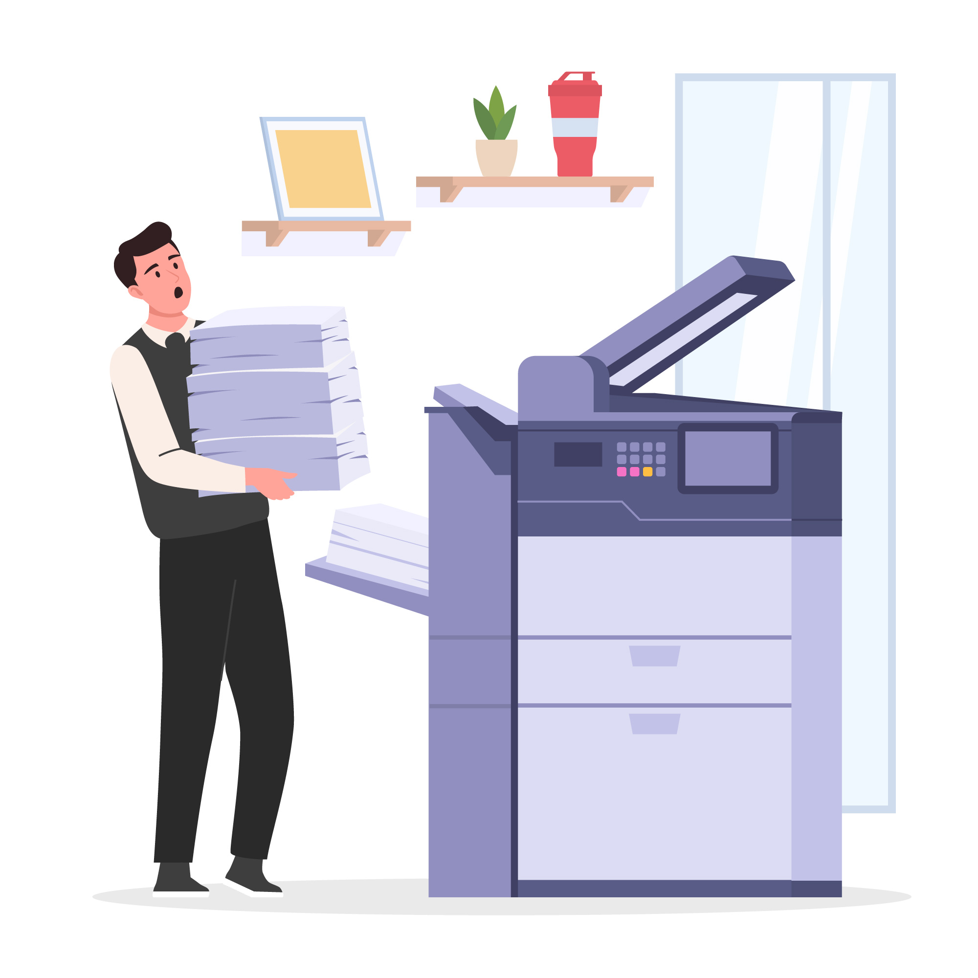 Technician repairing printer